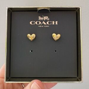 Coach Gold Heart with Cs Earrings